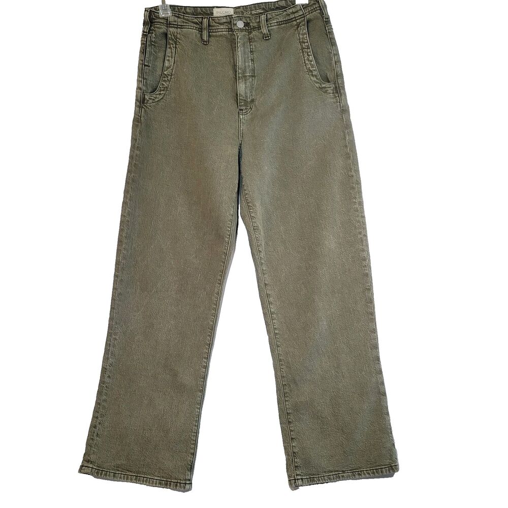 Pilcro Wide Leg Jeans Sz 29 (Fits 32) Denim Anthropologie Pants Green Boyfriend